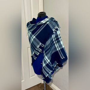 OSFM Blue Plaid Blanket Scarf